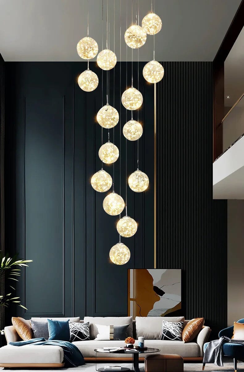 Luxury Round Crystal Stair Light Fixture
