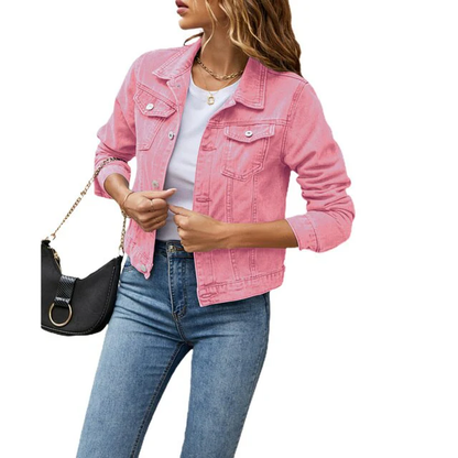 Classic Womens Blue Jean Jacket With Buttons