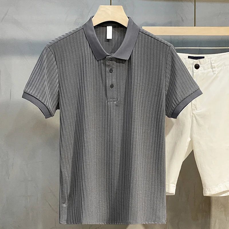 Timeless Mens Striped Polo Shirt – Retro Style Tops