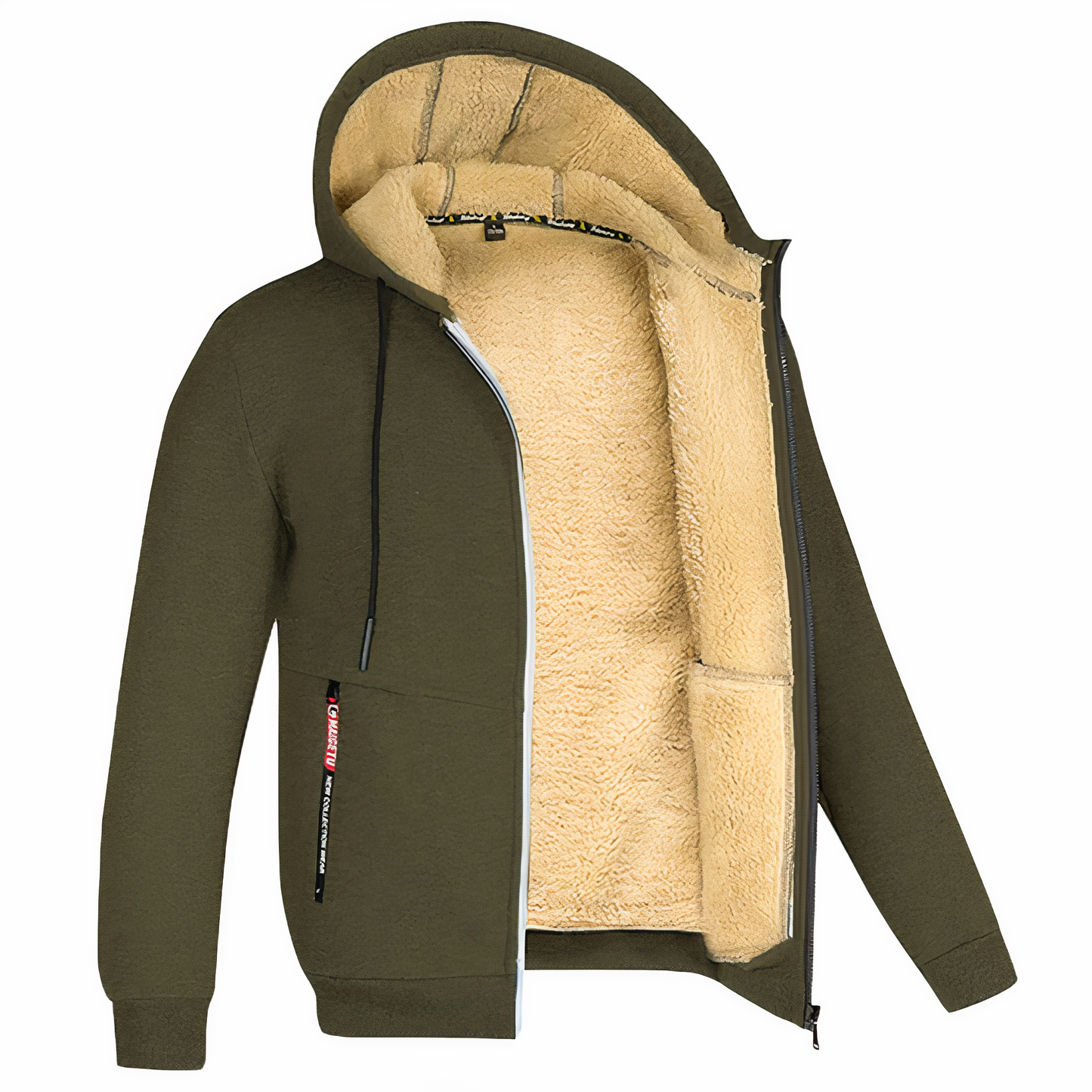 Cozy Mens Fleece Zip Up Hooded Jacket