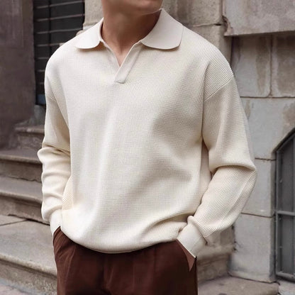 Men's Soft Relaxed Fit Polo Sweater