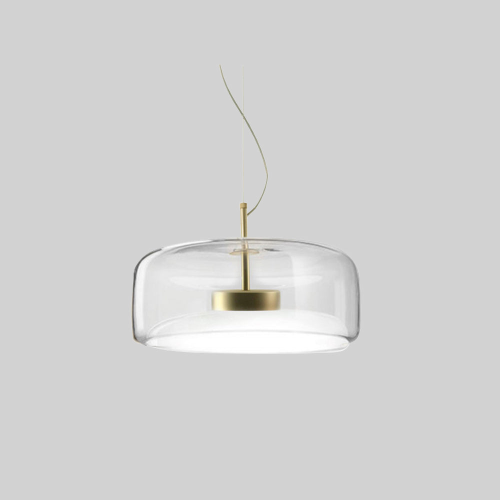 Classic Brass Pendant Light with Soft Gold Shade