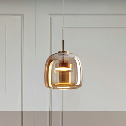 Classic Brass Pendant Light with Soft Gold Shade