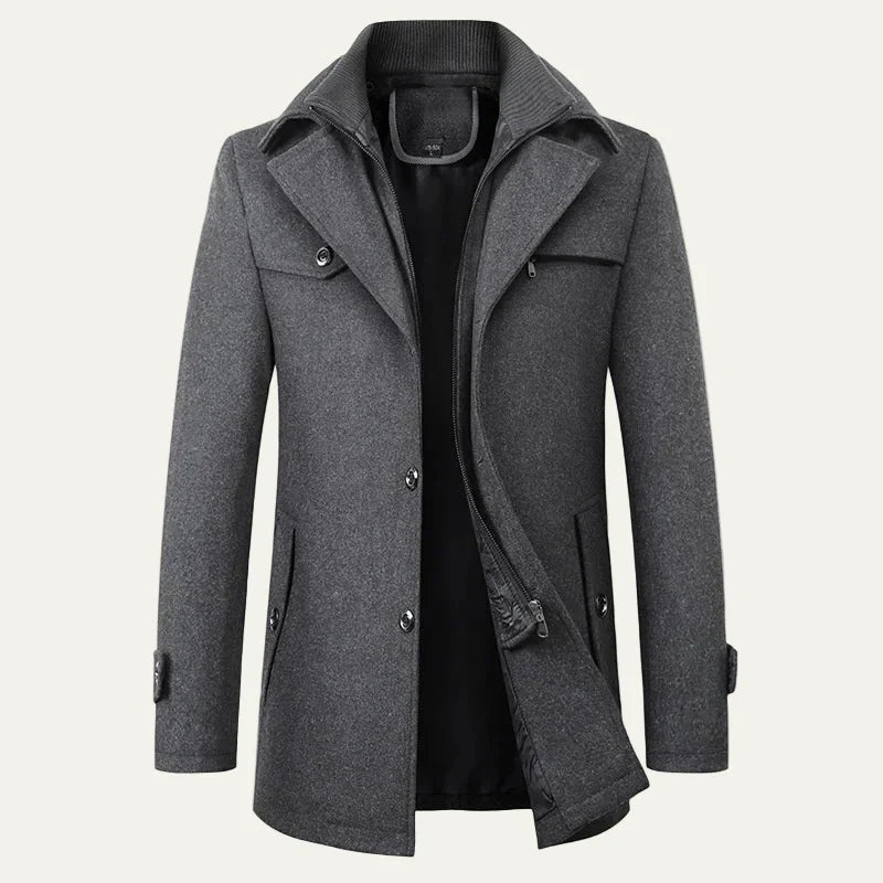 Warm Waterproof Mens Navy Pea Coat Jacket