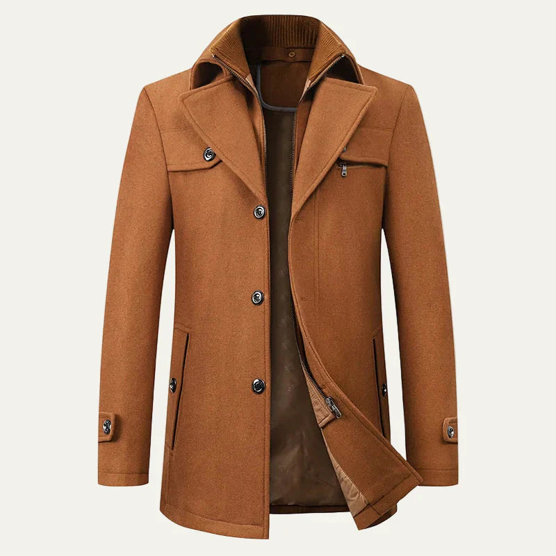 Warm Waterproof Mens Navy Pea Coat Jacket