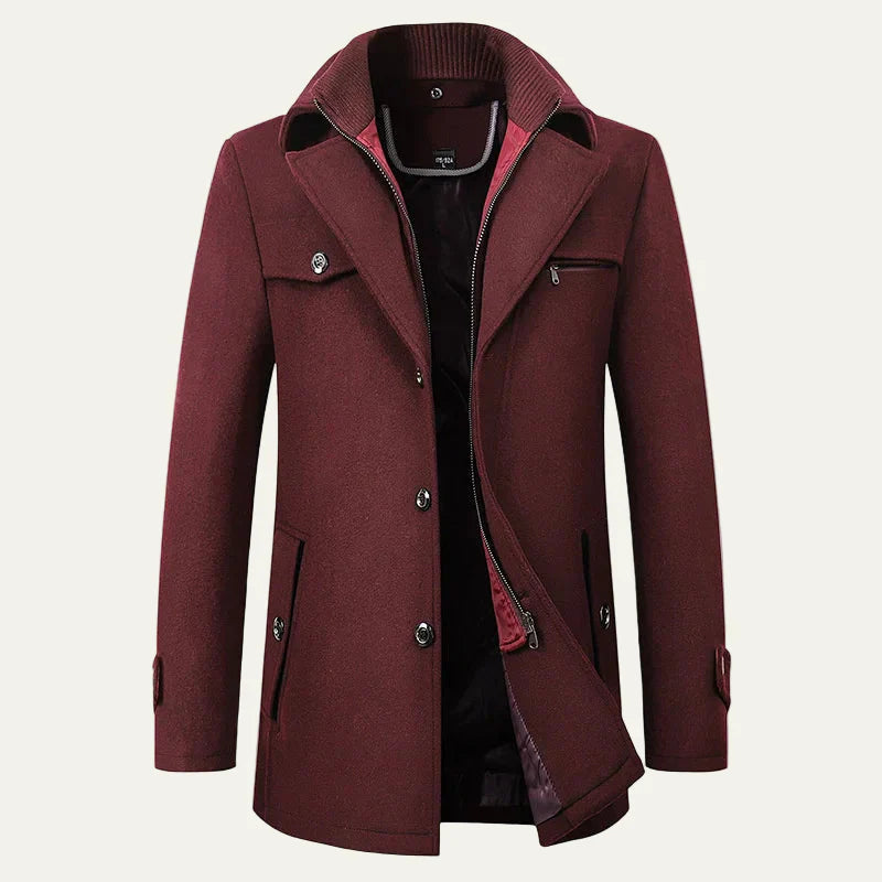 Warm Waterproof Mens Navy Pea Coat Jacket