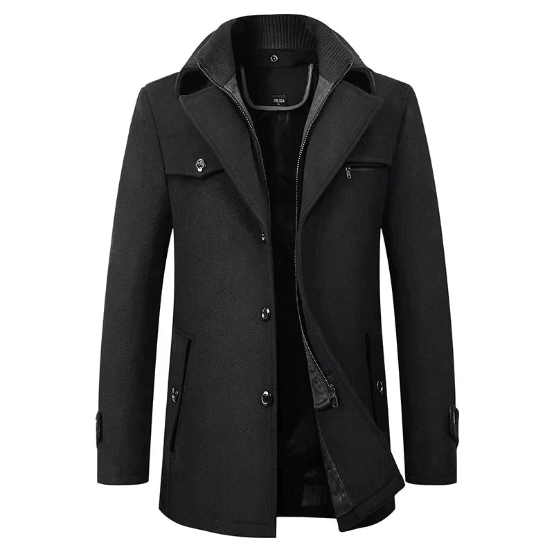 Classic Fit Men's Navy Pea Coat - OutfitLondon