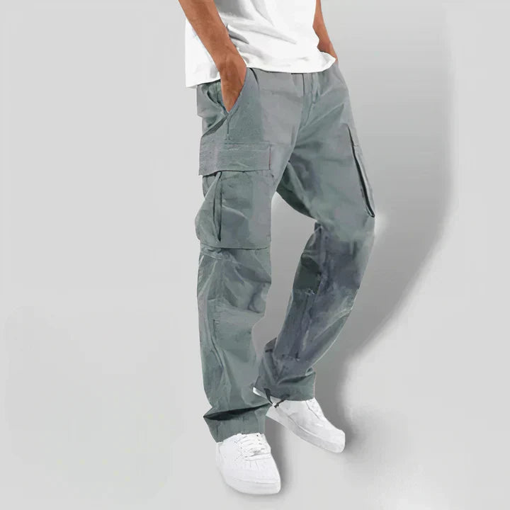 Black Graphic Print Mens Cargo Trousers