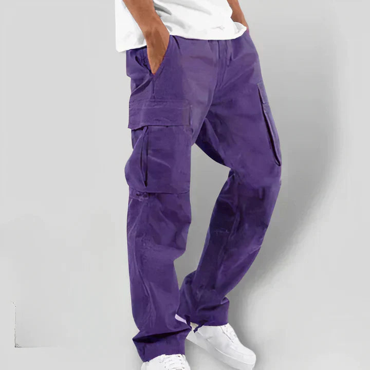 Black Graphic Print Mens Cargo Trousers