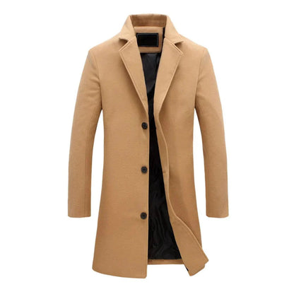 Warm Men's Overcoat with Classic Lapel