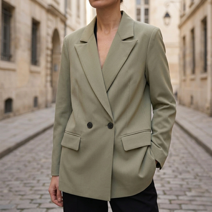 Relaxed Fit Double Breasted Long Coat Jacket