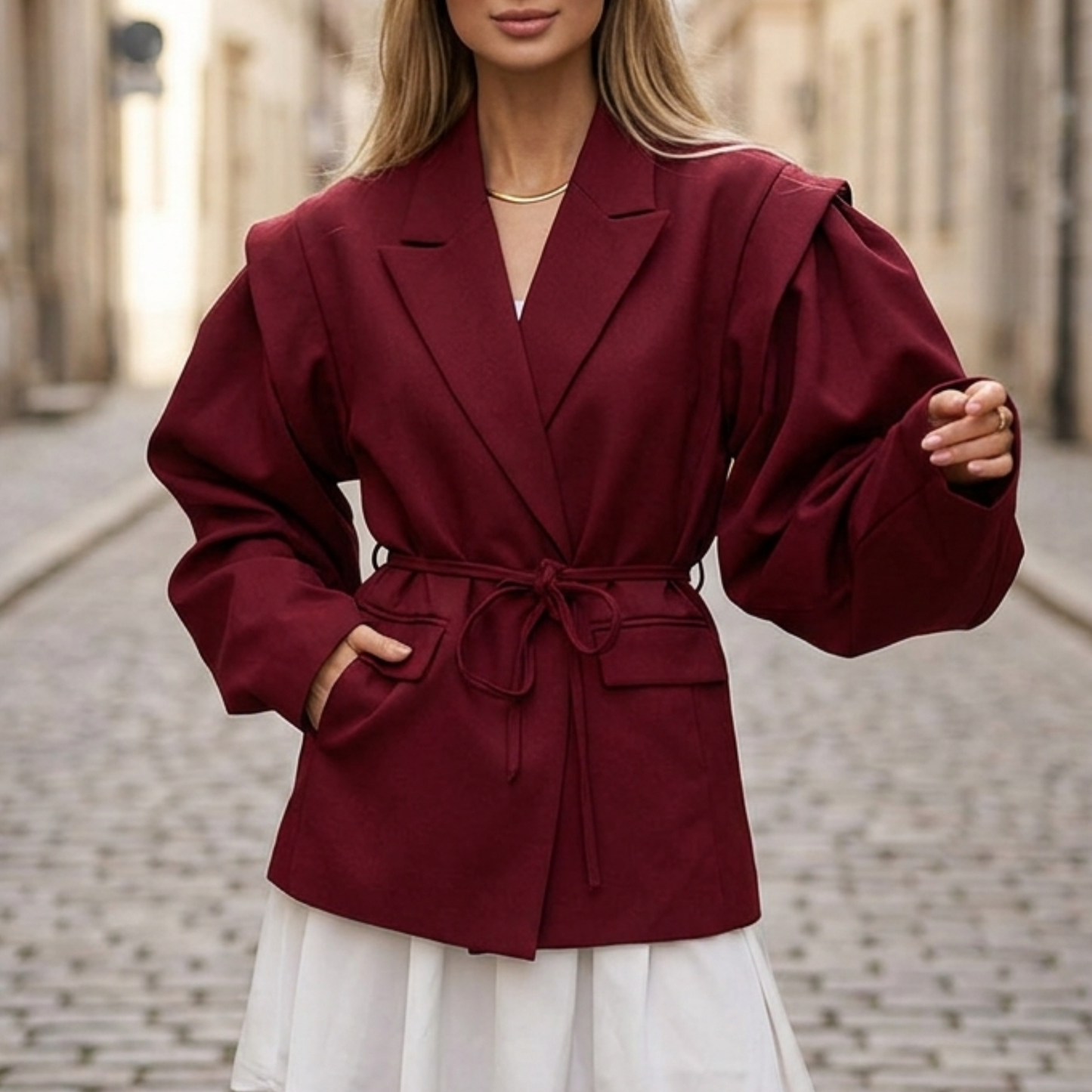 Ladies Fit Long Coat Belted Jacket