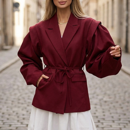 Ladies Fit Long Coat Belted Jacket