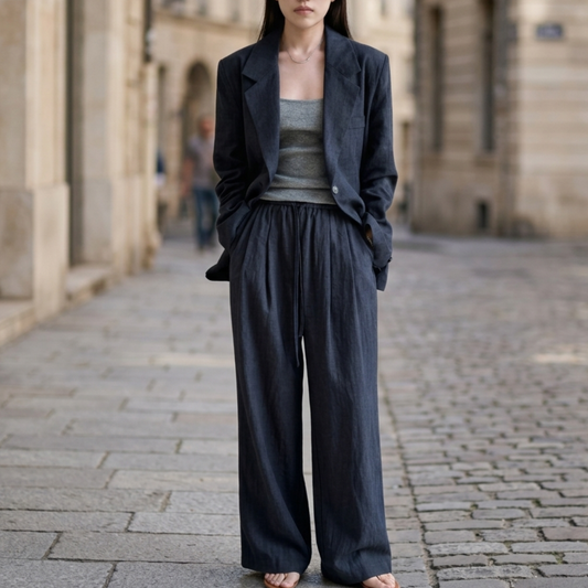 Classic Natural Fiber Jacket Set for Women - OutfitLondon