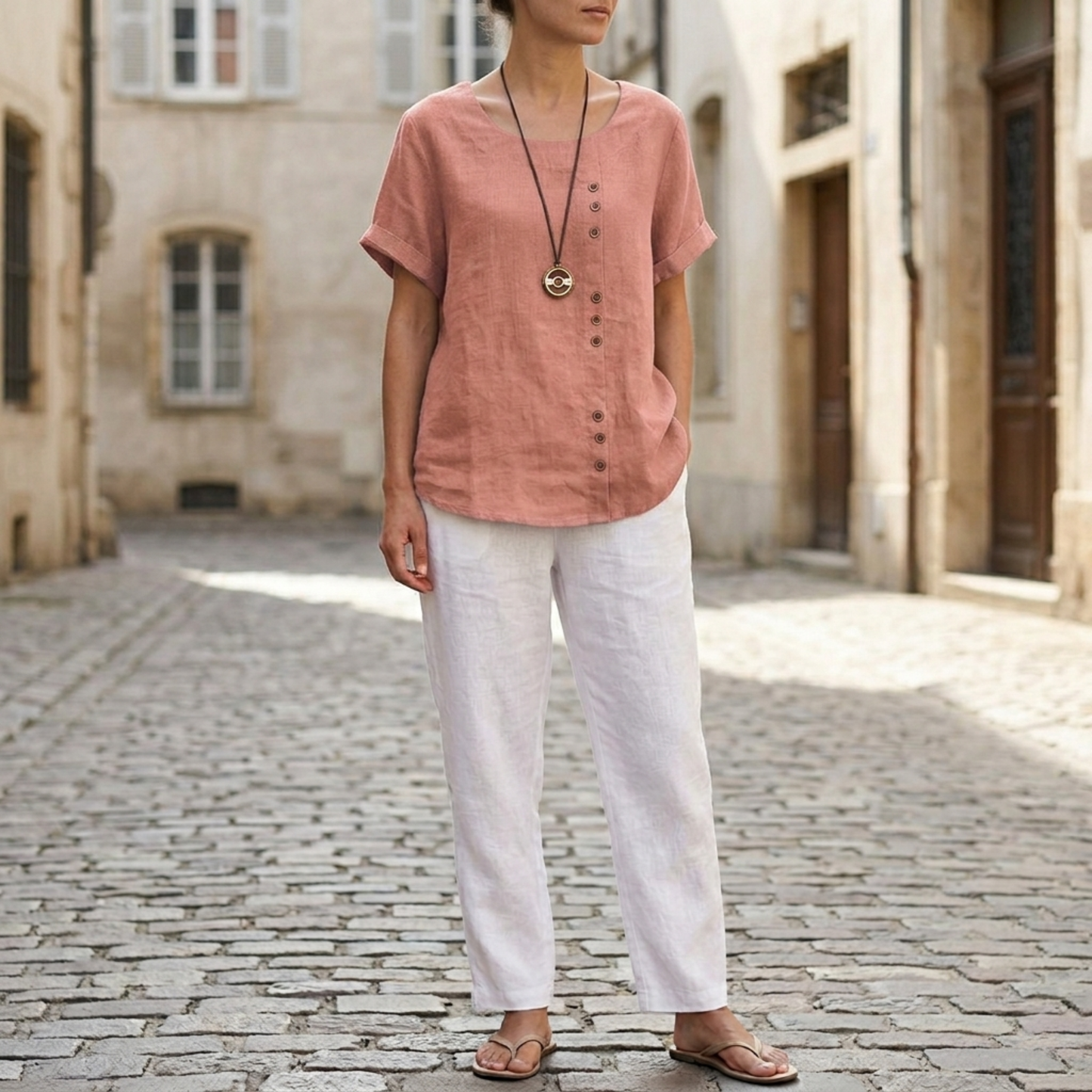 Casual Women's Relaxed Fit Short Sleeve Blouse Top