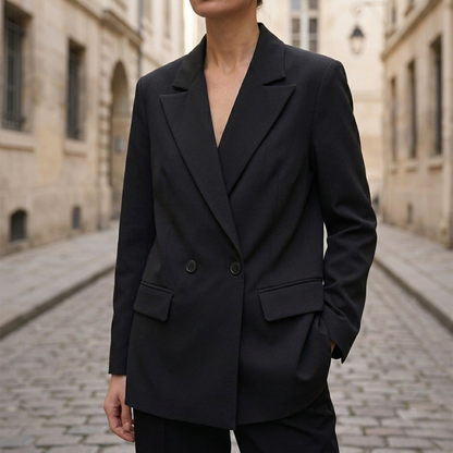 Relaxed Fit Double Breasted Long Coat Jacket