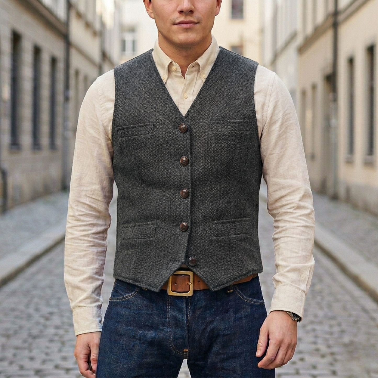 Stylish Mens Button Front Waistcoat Vest