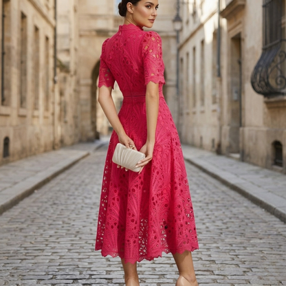 Chic High Neck Midi Dress for Women Formal Party Wear