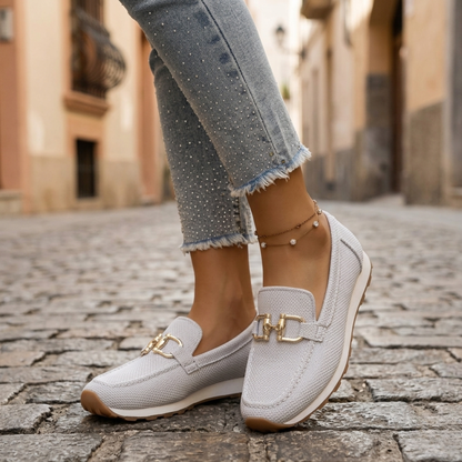 Comfortable Slip On Loafers with Gold Detail Flat Shoes