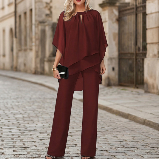 Comfortable 2 Piece Women's Relaxed Fit Pantsuit Set - OutfitLondon
