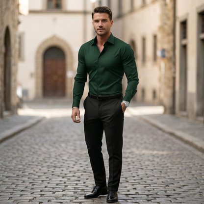 Slim Fit Men's Long Sleeve Button Down Dress Shirt