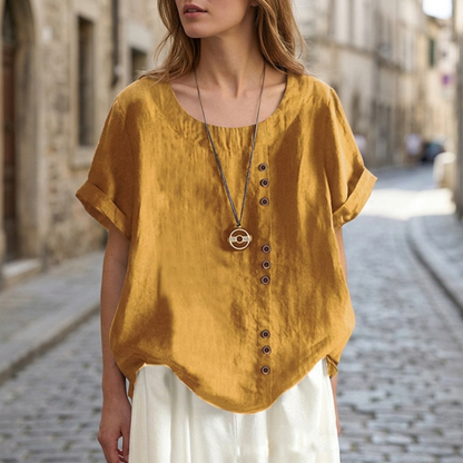 Casual Women's Relaxed Fit Short Sleeve Blouse Top