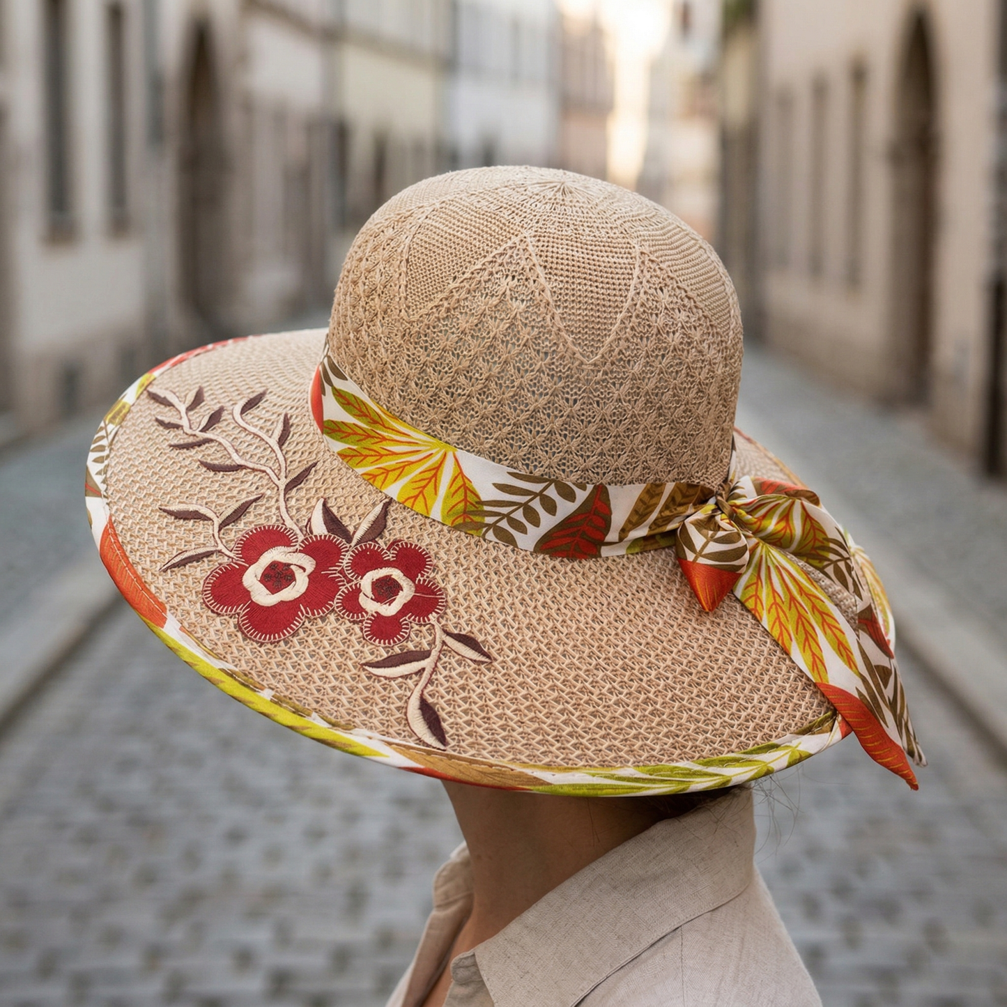 Chic Floral Wide Brim Summer Sun Hat for Women