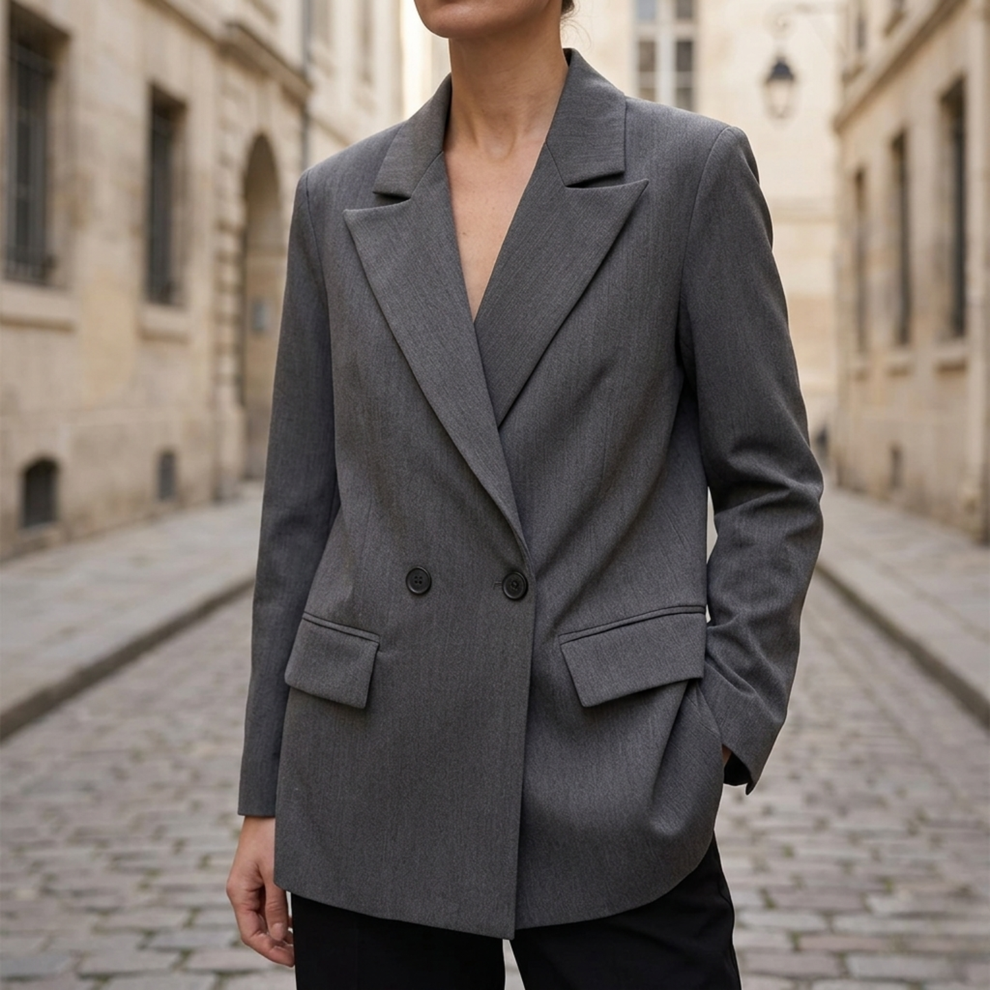 Relaxed Fit Double Breasted Long Coat Jacket - OutfitLondon