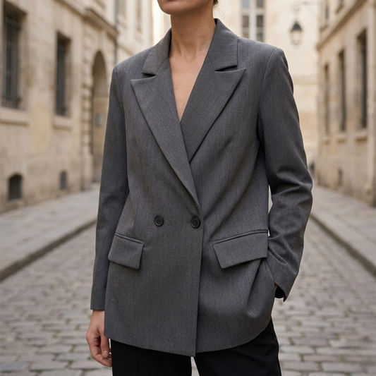 Relaxed Fit Double Breasted Long Coat Jacket - OutfitLondon