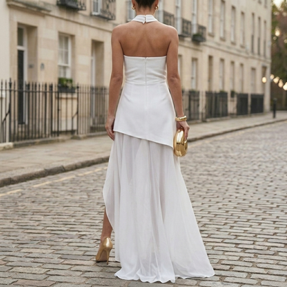 Sexy Strapless Maxi Dress for Women High Slit Style