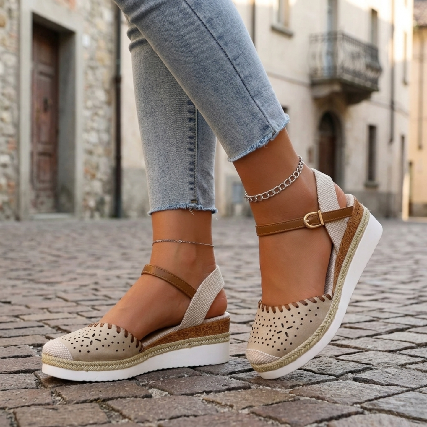 Comfortable Summer Wedge Sandals with Ankle Strap