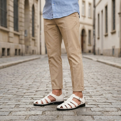 Classic Brown Leather Buckle Sandals For Men