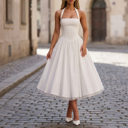 Classic Fit and Flare Midi Dress for Women