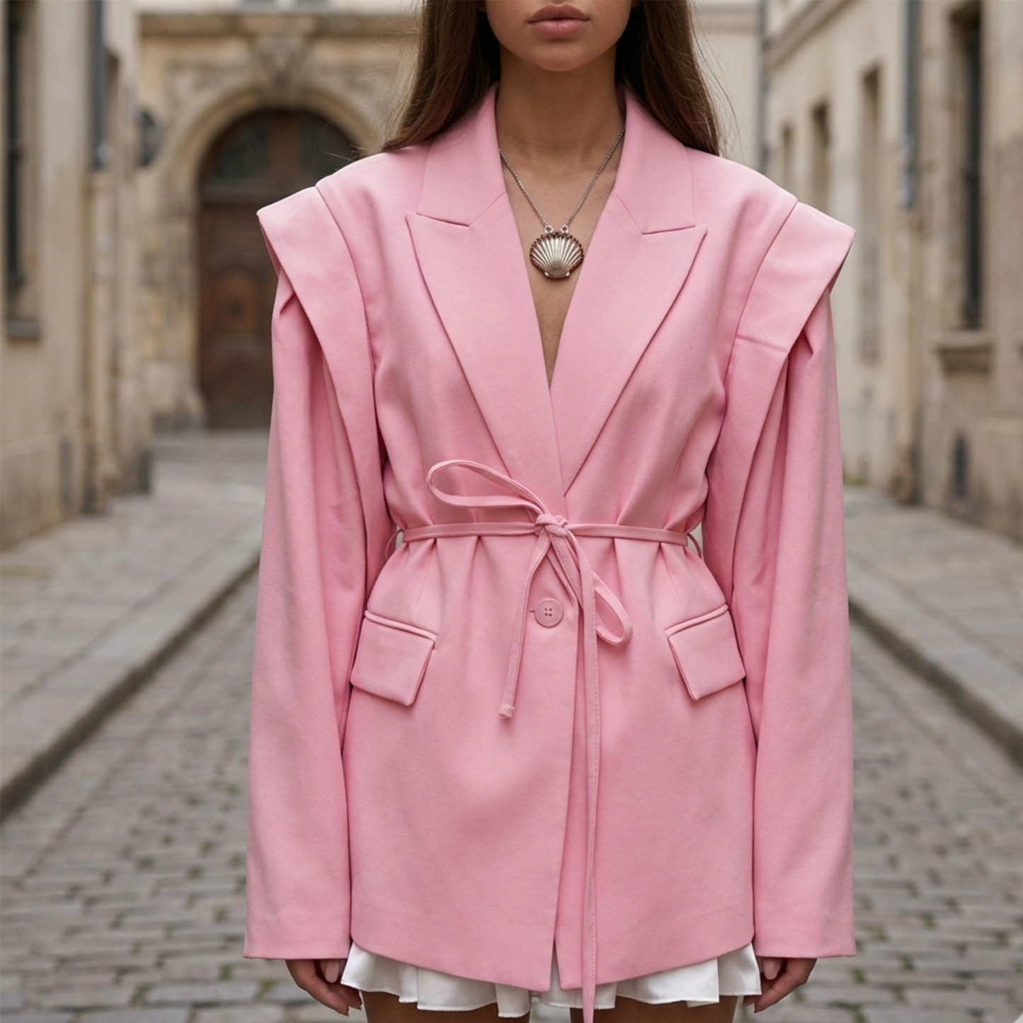 Ladies Fit Long Coat Belted Jacket