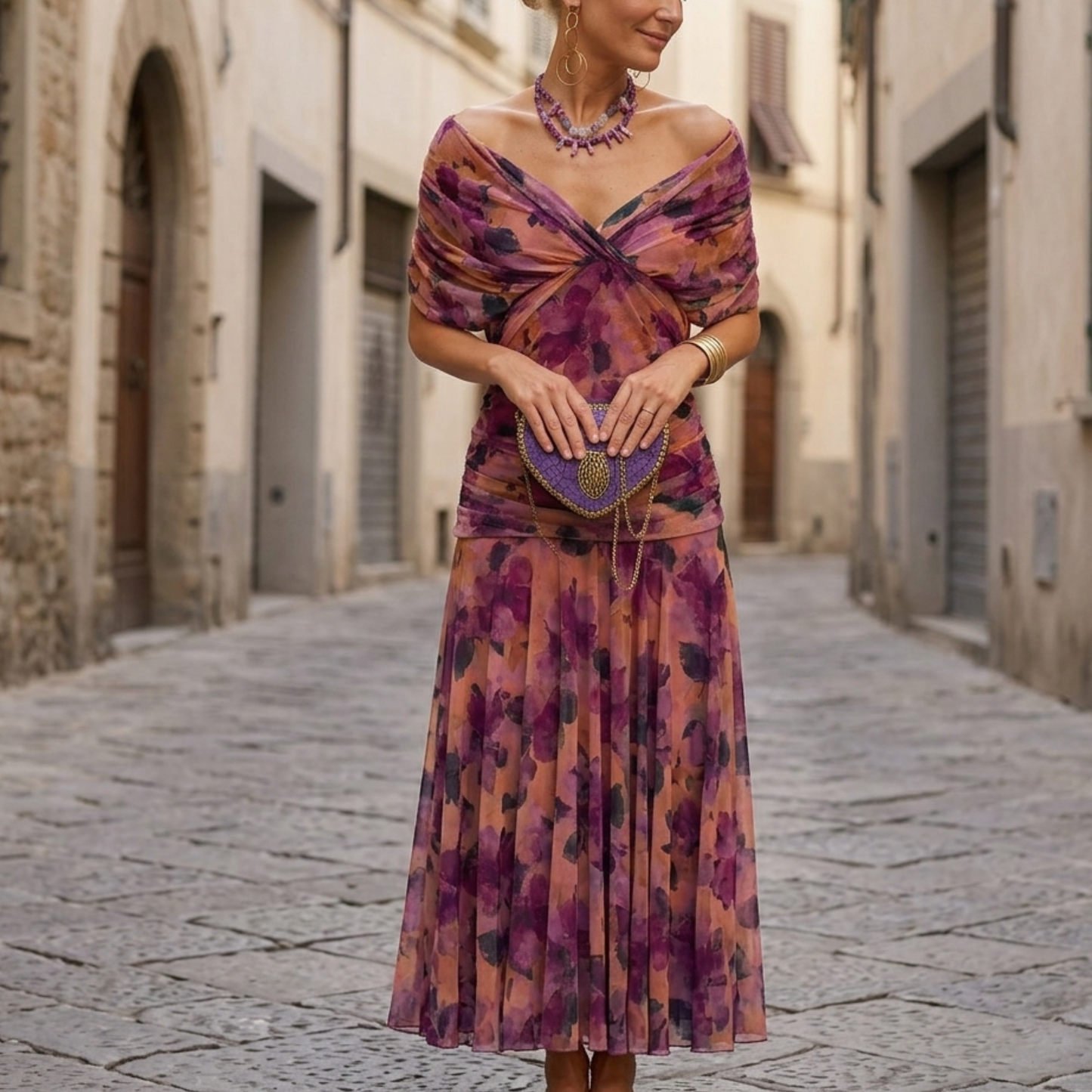 Chic Cold Shoulder Long Evening Dress