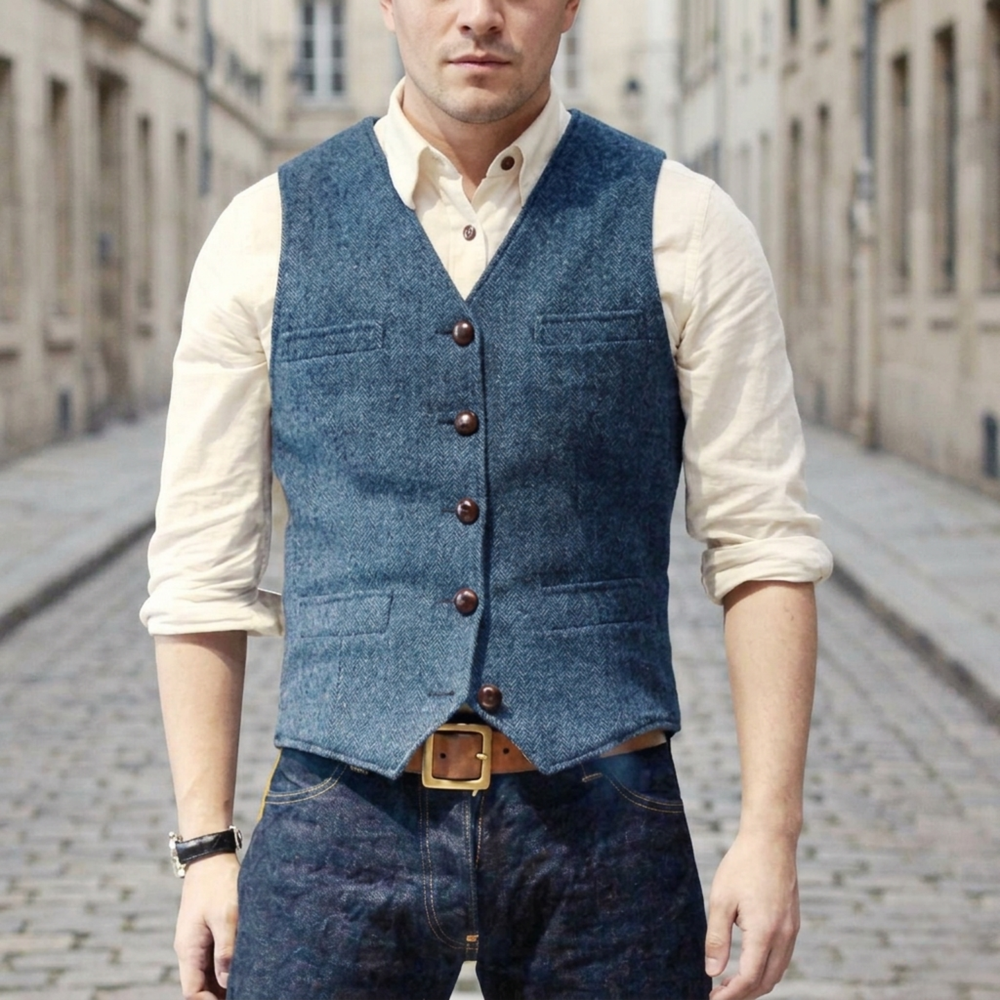 Stylish Mens Button Front Waistcoat Vest