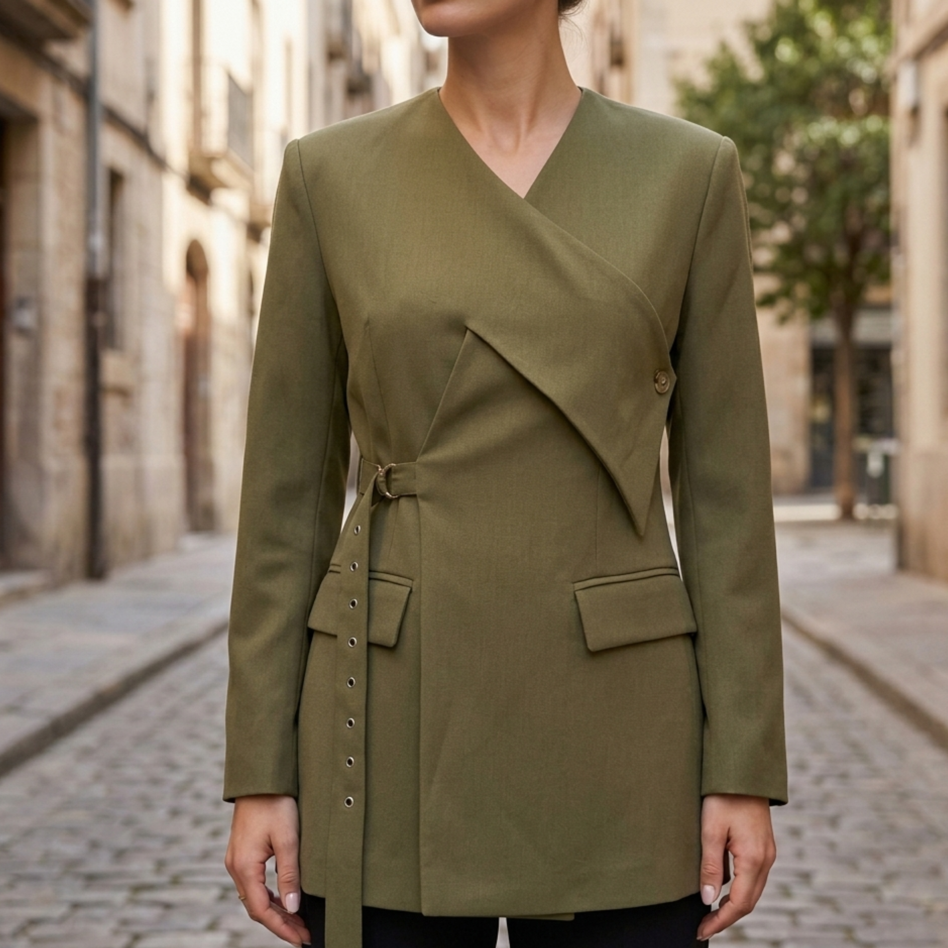 Chic V-Neck Wrap Blazer for Women - OutfitLondon