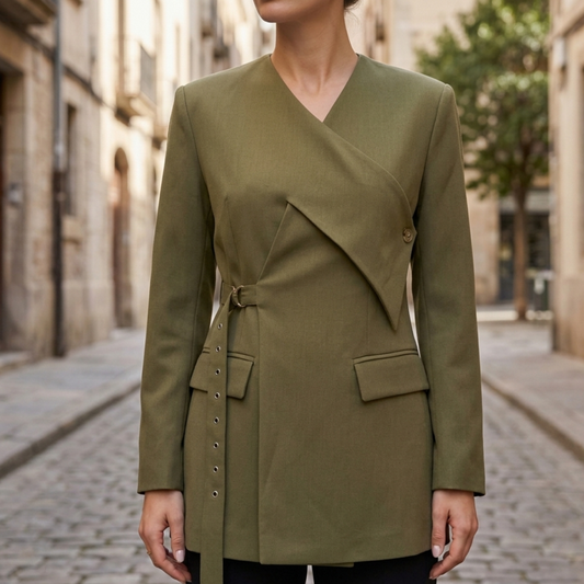 Chic V-Neck Wrap Blazer for Women - OutfitLondon