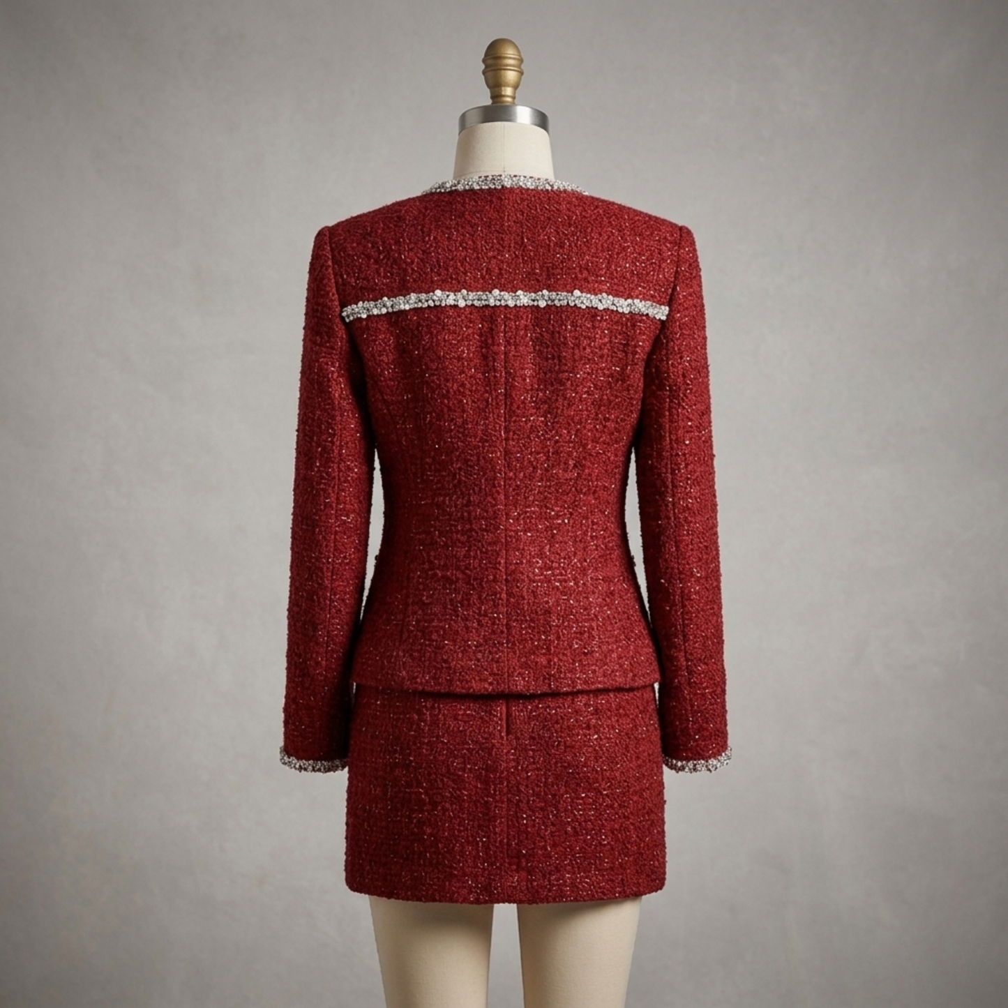 Classic Burgundy Tailored Skirt Set