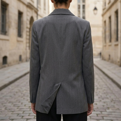 Relaxed Fit Double Breasted Long Coat Jacket