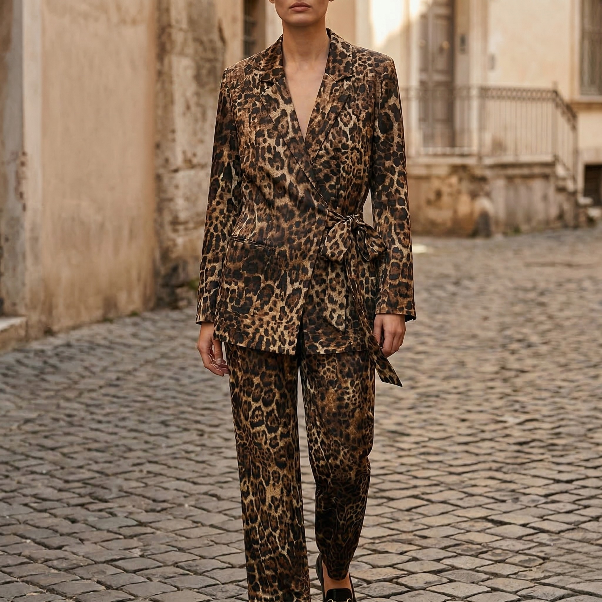 Chic Animal Print Jacket Outfit Set - OutfitLondon