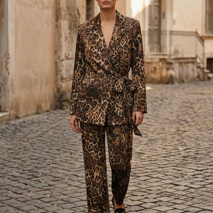Chic Animal Print Jacket Outfit Set - OutfitLondon