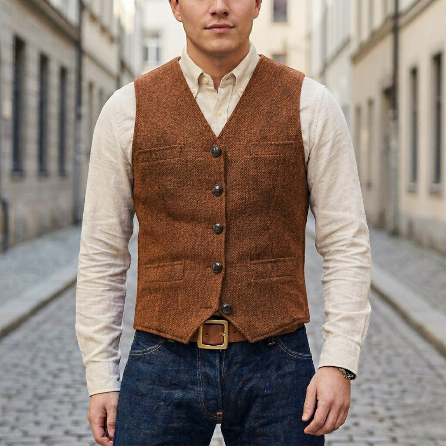Stylish Mens Button Front Waistcoat Vest