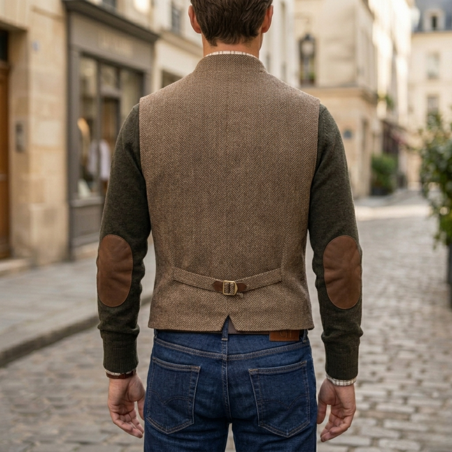 Classic Tweed Vest Button Front Sleeveless Jacket