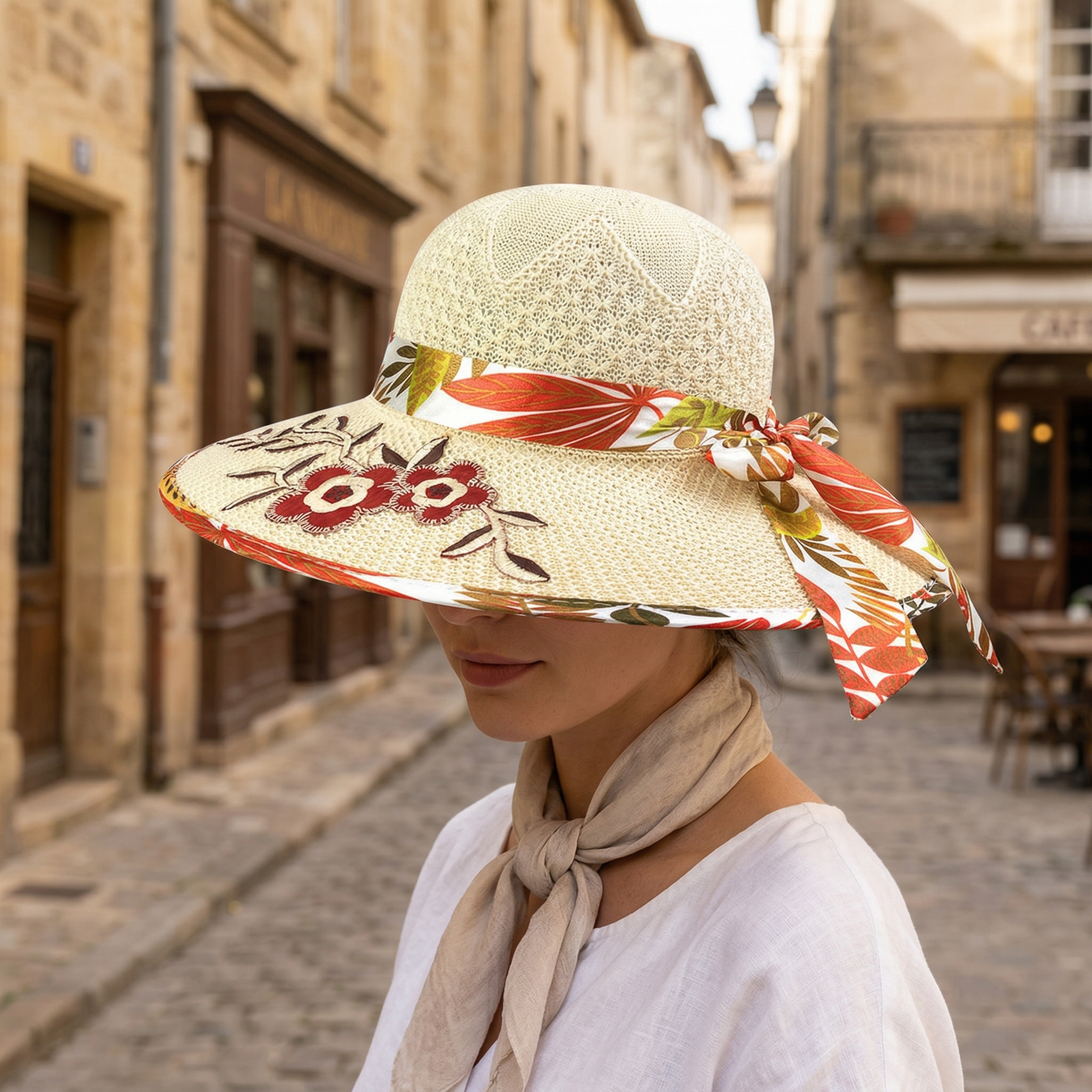 Chic Floral Wide Brim Summer Sun Hat for Women - OutfitLondon