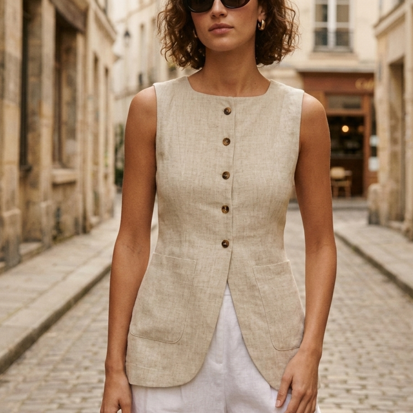 Breathable Linen Tank Women's Casual Summer Top - OutfitLondon