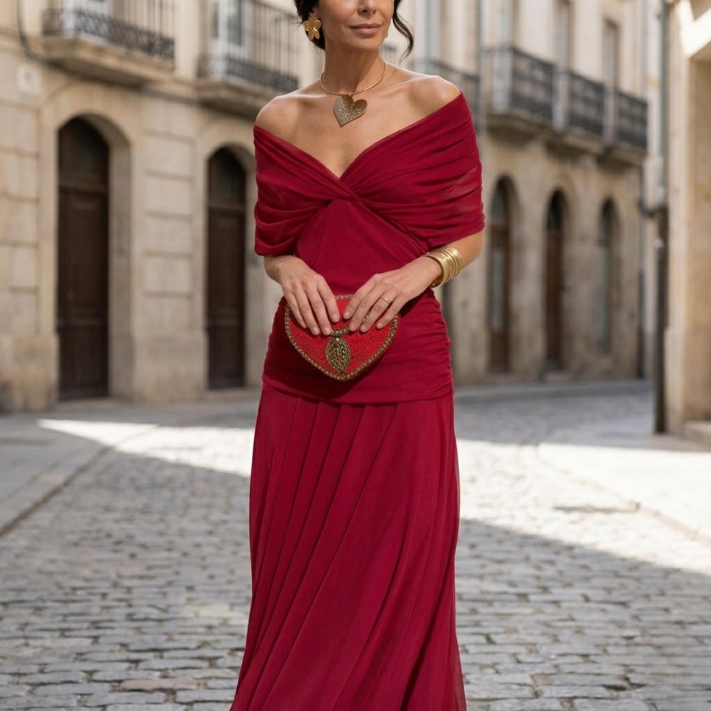 Chic Cold Shoulder Long Evening Dress - OutfitLondon
