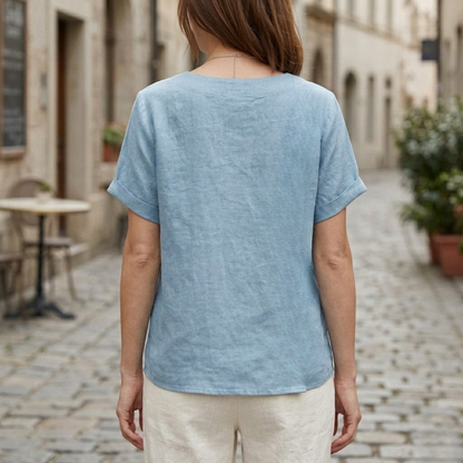 Casual Women's Relaxed Fit Short Sleeve Blouse Top