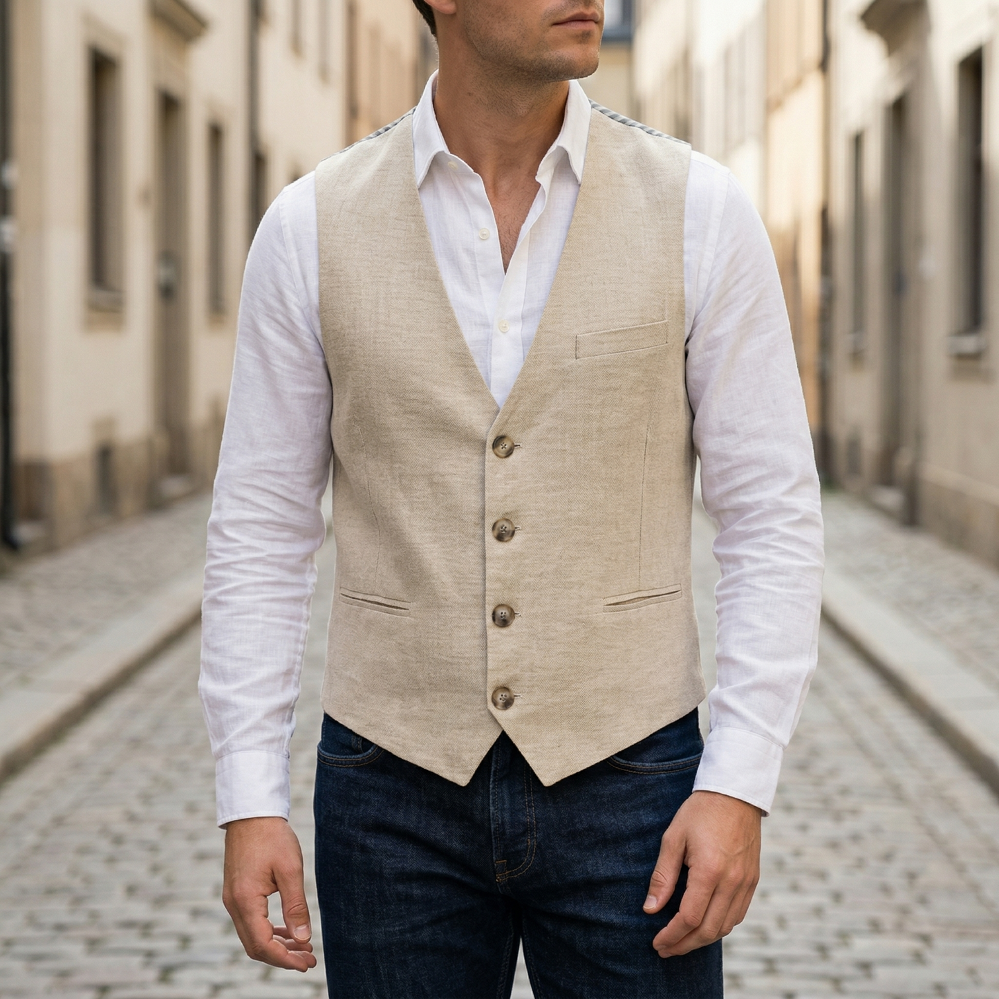 Summer Sleeveless V Neck Waistcoat Vest - OutfitLondon