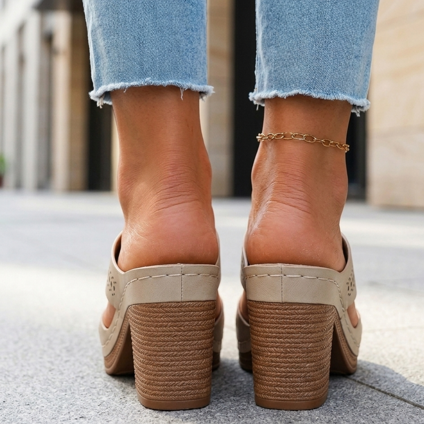 Comfortable Walking Sandals with Low Heel Open Toe